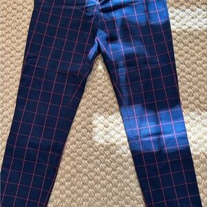 Banana Republic Navy and Red Grid Pants